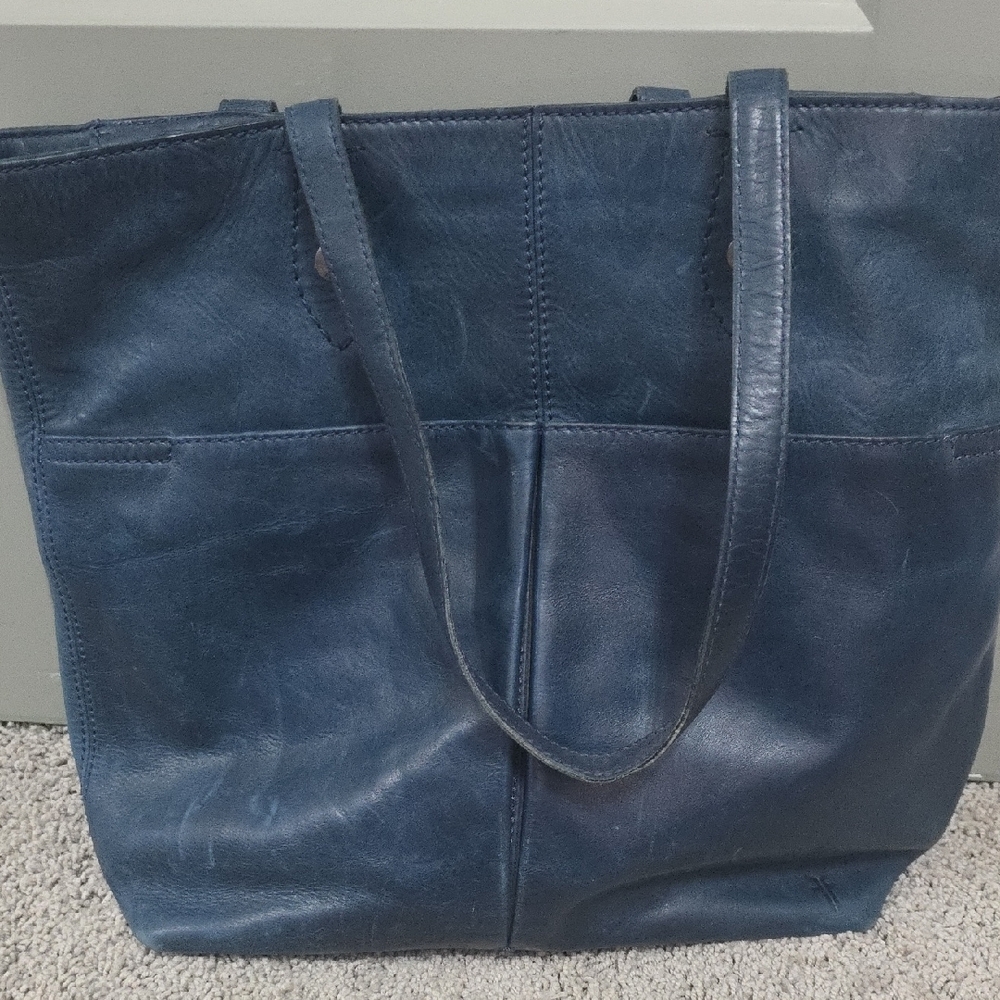 Frye Deep Blue Leather Tote Bag